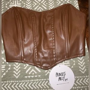 Princess Polly brown corset top size US 4, never worn, nwt